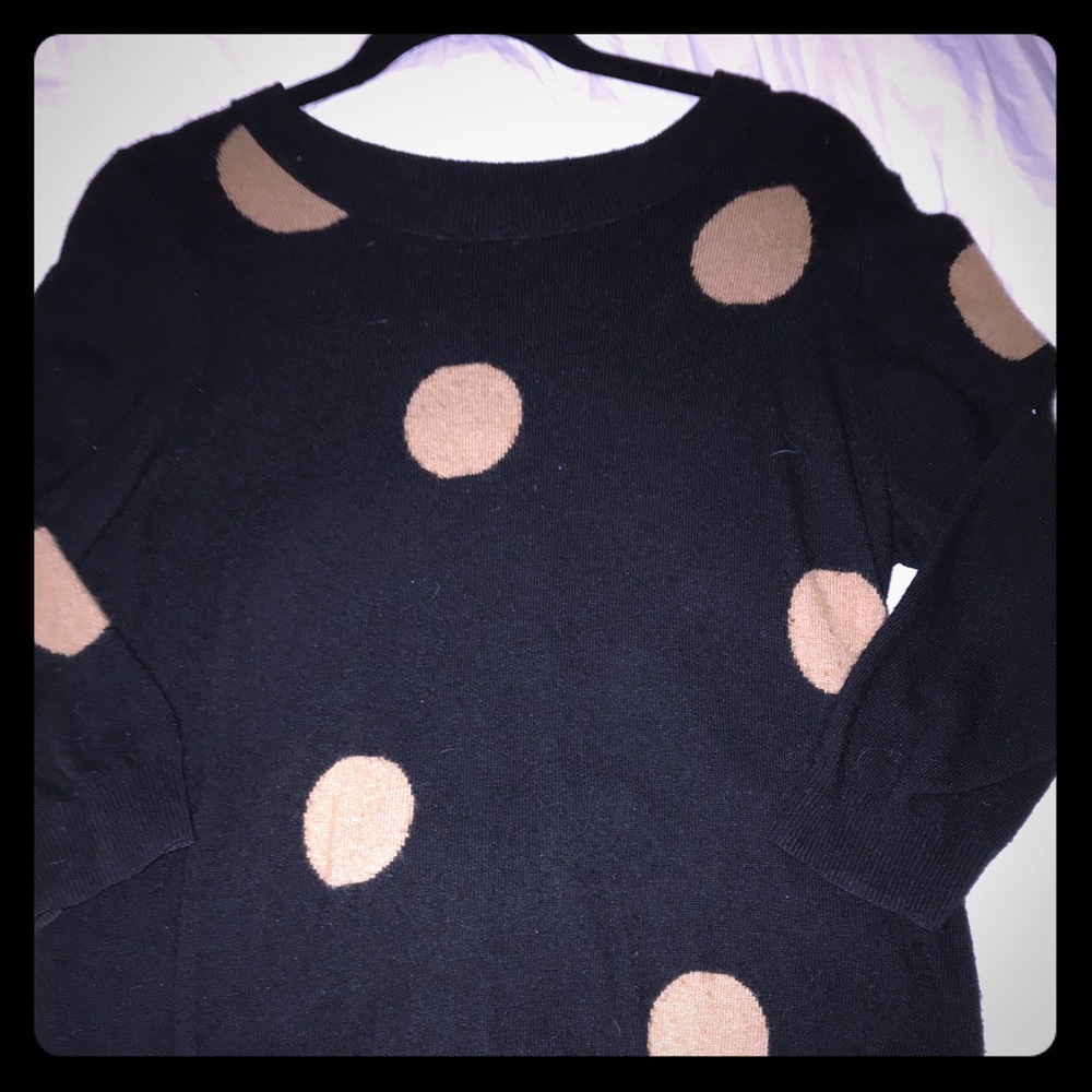 J Crew light weight black/taupe polka dot sweater.